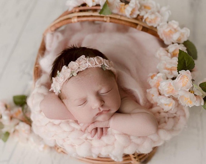 Light Pink Petal Tieback Headband for Newborn Photography Prop for Newborn Photos