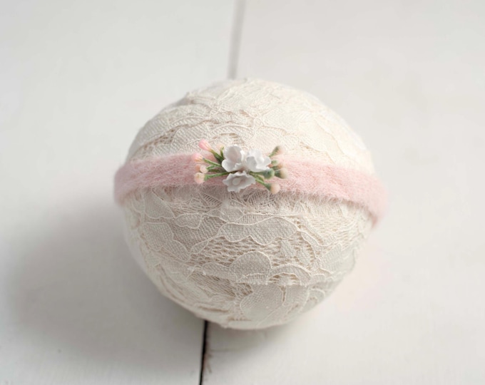 Dainty Pink Tieback Headband For Baby and Newborn Photography Photo Prop, Canada Photo Prop Vendor