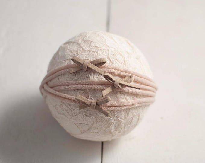 Cream Mini Suede Bow Tieback for Newborn Photography Photo Prop, Canada Prop Seller