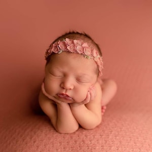 Pink Woven Sweater Scallop Teardrop Pattern Texture Newborn Posing Fabric Layer, Pink Backdrop, Pink Fabric backdrop, Pink Posing Fabric