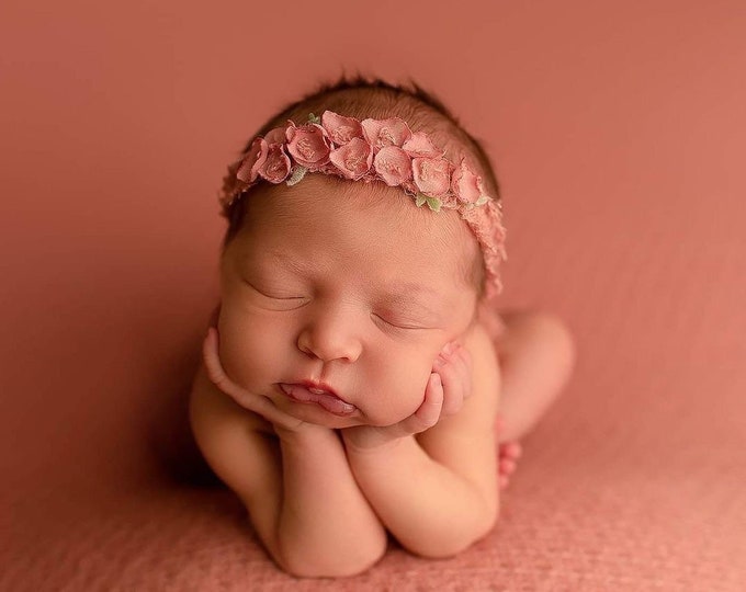 Pink Woven Sweater Scallop Teardrop Pattern Texture Newborn Posing Fabric Layer, Pink Backdrop, Pink Fabric backdrop, Pink Posing Fabric