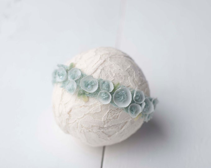 Seafoam Maria Petal Tieback Headband for Newborn Photography Prop