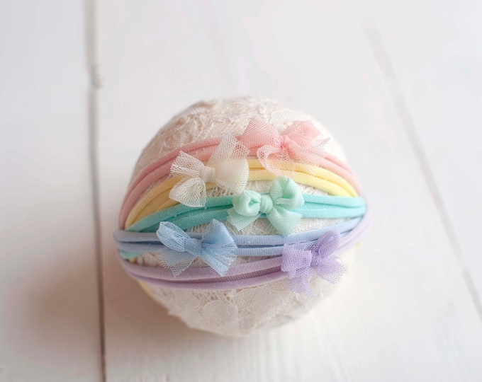 Pastel Mini Bow Tieback Set for Newborn Photography Newborn Prop