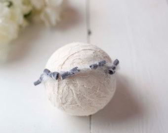 Gray Velvet Mohair Tieback for Newborn and Sitter Baby Photography Photo Prop