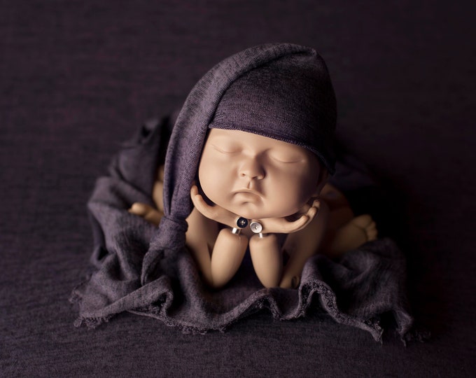 Grape Dark Purple Chambrey Newborn Sweater Knit Beanbag Fabric, Newborn Photo Prop, Newborn Photography Beanbag Cover, Beanbag Fabric