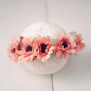 Fallen rot rosa Blumen Halo Krone Raffhalter für Neugeborene und Sitter Babyfotografie Foto Prop Stirnband
