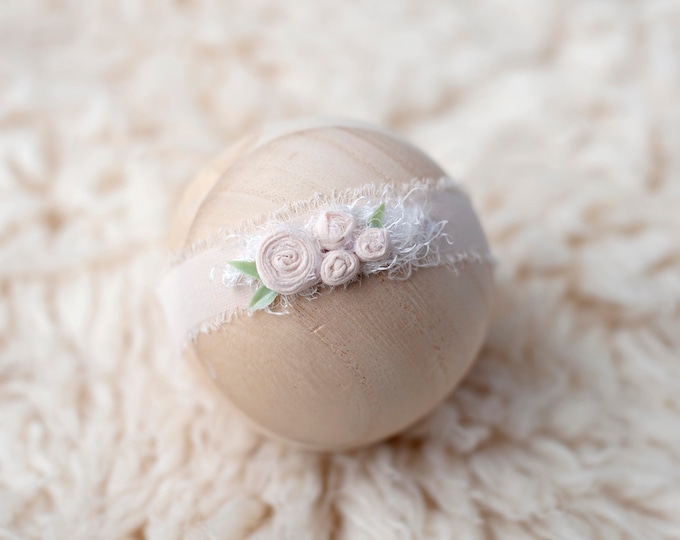 Sand Neutral Chiffon Rosette Baby Girl Headband Newborn Photography Tieback