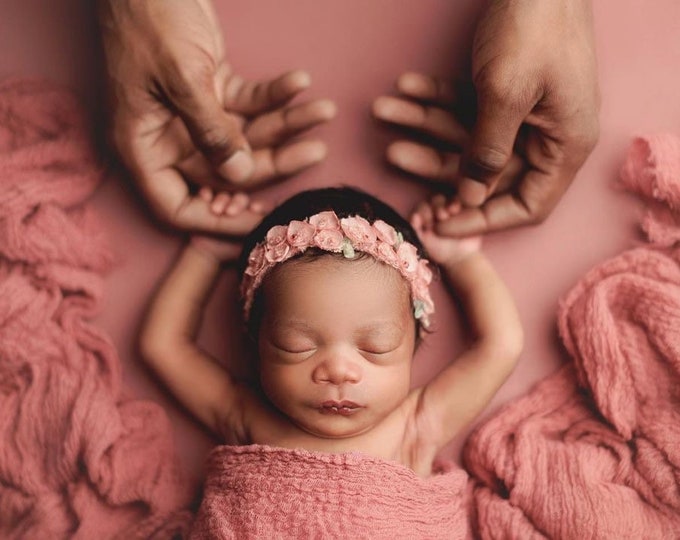 Pink Petal Tieback Headband for Newborn Photography Prop