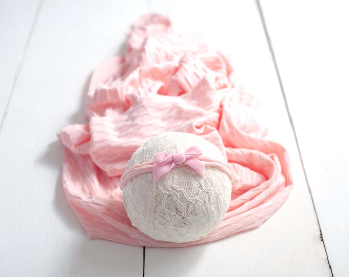 Pink Bow Tieback and Wrap Set for Newborn Photography Photo Prop, Canada Prop Seller