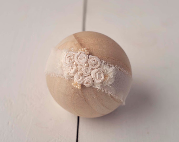 Ivory Neutral Baby Girl Headband Newborn Photography Tieback