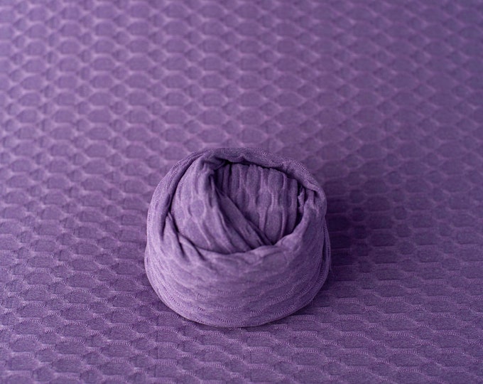 HEATHER- Deep Purple Hexagon Stretch Newborn Posing Fabric Set Newborn Photo Prop, Purple Hexagon Beanbag Fabric
