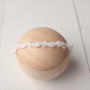 Off White Ivory Beaded Pearl Headband Pearl Beaded Baby and Newborn Tieback for Newborn Photography Photo Prop