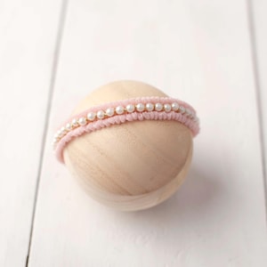 Soft Pink Pearl Ruffled Tulle Headband For Newborn Photography Photo Prop