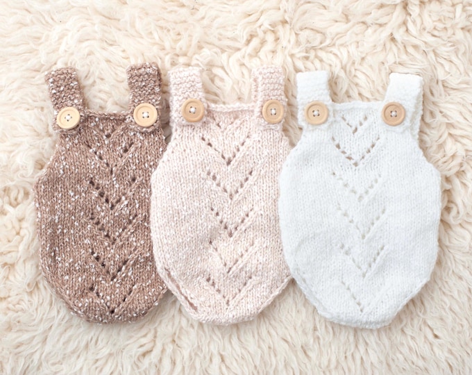 Knit Romper Dungarees for Newborn Photos
