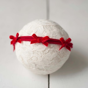Roter Samt Schleifen Weihnachten Urlaub Newborn Jersey Stretch Raffhalter Haarband Foto Requisite