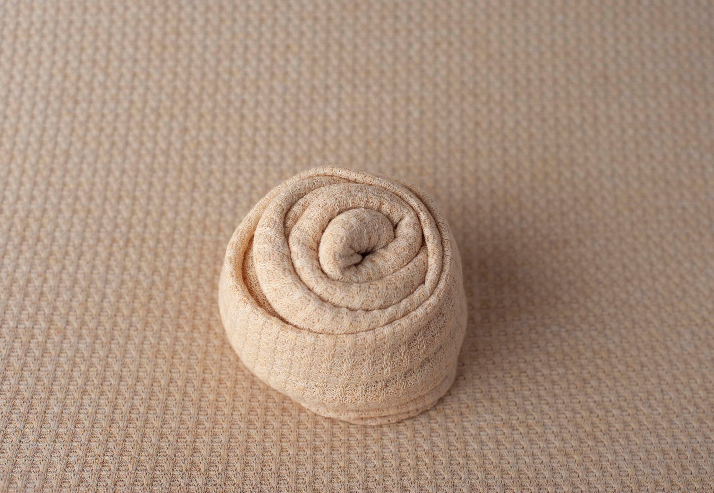 Tan Cream Newborn Waffle Texture Grid Wrap Newborn Photo Prop, Newborn