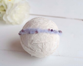 Purple Beaded Mohair Dainty Headband for Newborn Photography Photo Prop