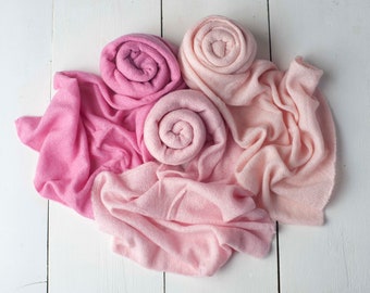 Peony, Crepe, Pink Lemonade Soft Stretch Sweater Knit Wrap Photography Photo Prop for Newborn Photography Photo Prop
