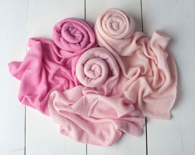 Peony, Crepe, Pink Lemonade Soft Stretch Sweater Knit Wrap Photography Photo Prop for Newborn Photography Photo Prop