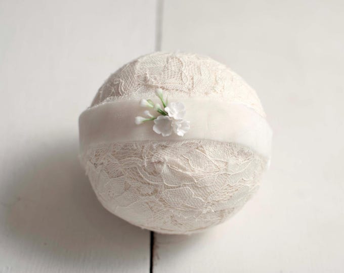 Dainty Ivory Tieback Headband For Baby and Newborn Photography Photo Prop, Canada Photo Prop Vendor