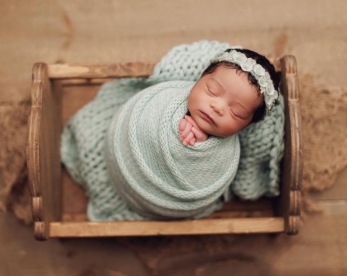 Seafoam Maria Petal Tieback Headband for Newborn Photography Prop