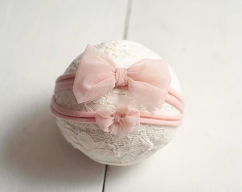 Blush Pink Bow Tieback for Newborn & Baby Photography Photo Prop, Canadian Photo Prop Vendor