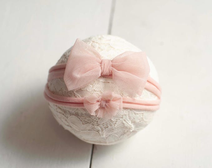 Blush Pink Bow Tieback for Newborn & Baby Photography Photo Prop, Canadian Photo Prop Vendor