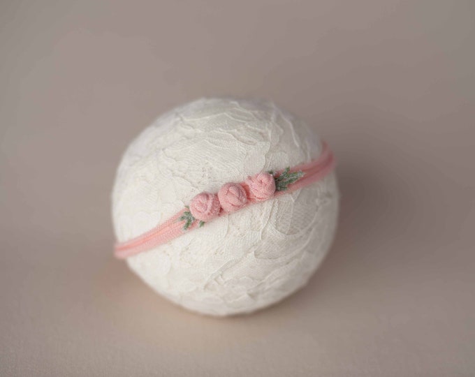 Blush Pink Newborn Baby Dainty Tieback/ Dainty Pink Baby Tieback / Pink Baby Photo Prop / Blush Pink Baby Headband