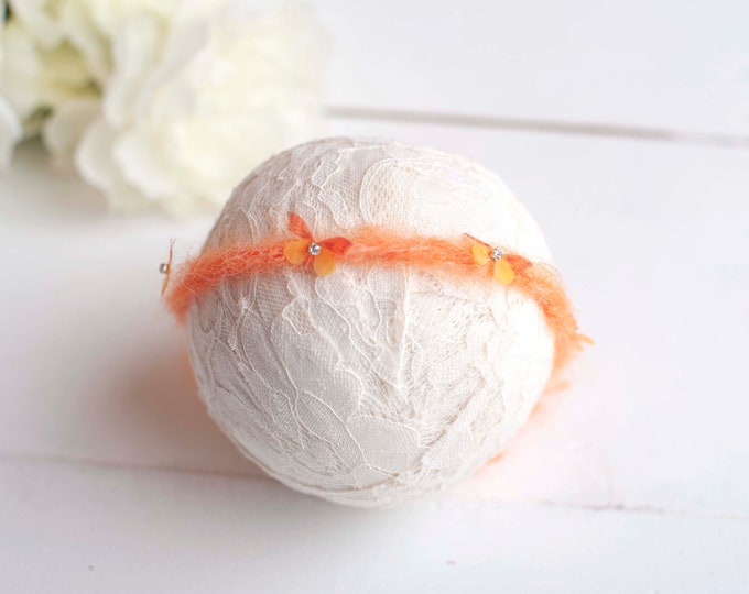 Orange Butterflies On Mohair Tieback For Newborn Photography Photo Prop