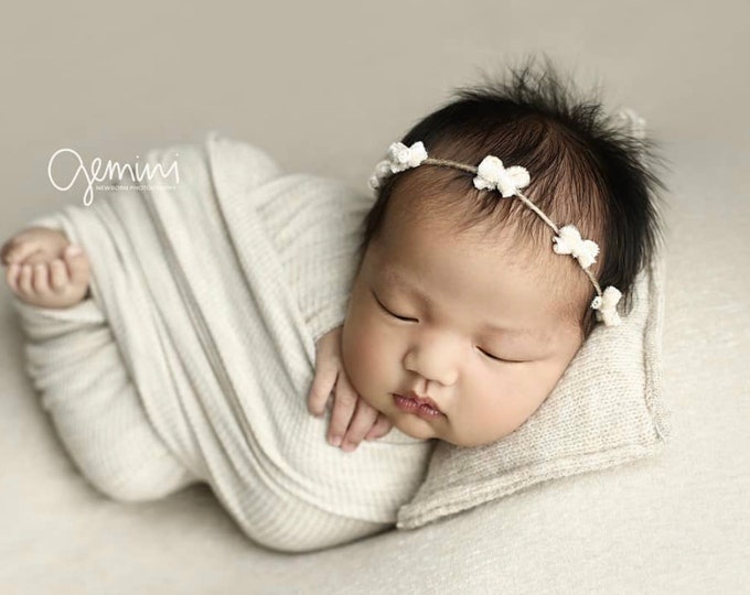 Ivory Velvet Tieback/ Tieback/ Newborn Tieback/ Newborn Headband/ Newborn Photo Prop/ Tieback Headband/ Toddler Tieback/ Tieback/ Newbor