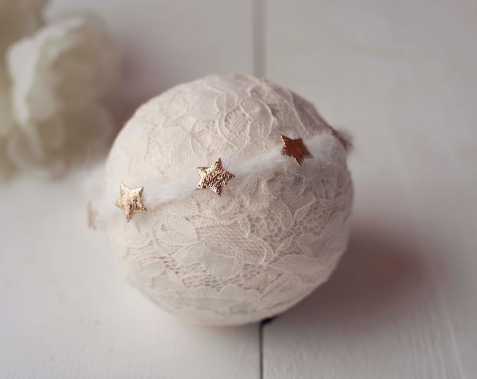 Gold Stars On Mohair Headband For Newborn Photography Photo Prop