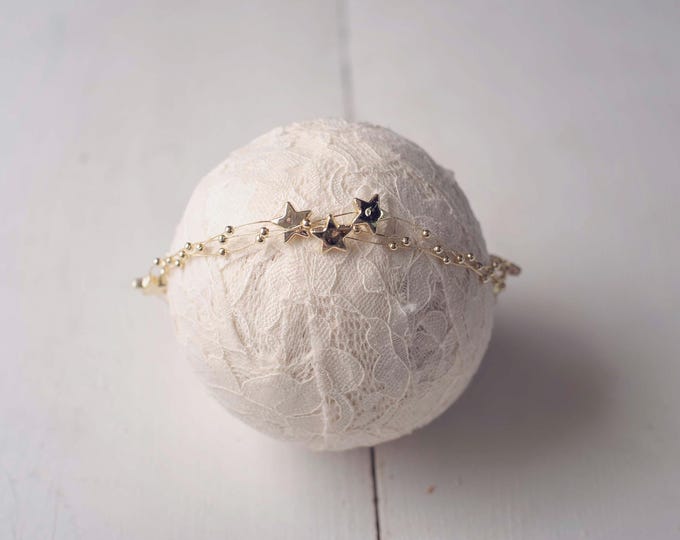 Gold Lucky Star Tieback Headband Newborn Photography Photo Prop
