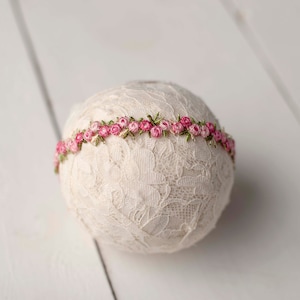 Serre-tête délicat brodé floral rose pour accessoire photo de photographie de nouveau-né