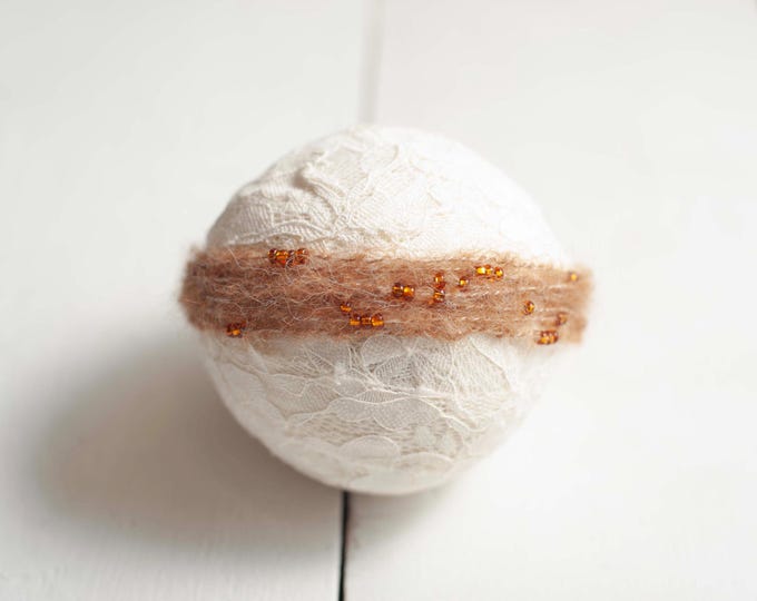Brown Beaded Mohair Dainty Headband for Newborn Photography Photo Prop, Canadian Prop Vendor