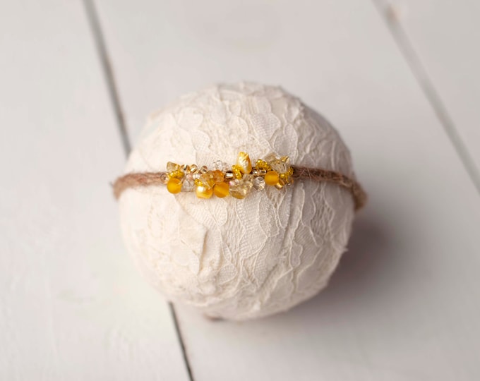 Yellow Beaded Tieback For Newborn Photography Photo Prop