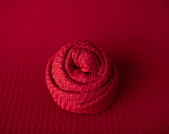 MYA- Deep Cranberry Red Ribbed Stretch Newborn Posing Fabric Set Newborn Photo Prop, Deep Cranberry Red Ribbed Beanbag Fabric
