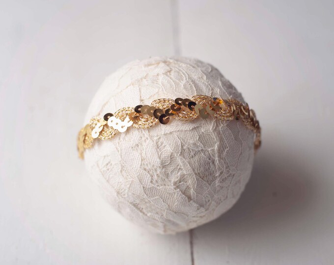Gold Sequin Braided Headband For Newborn Photography Photo Prop