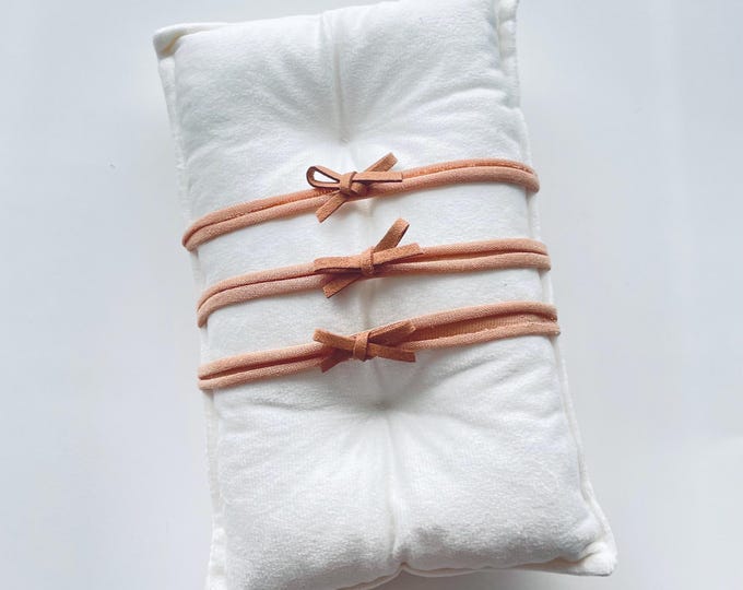 Tan Spice Mini Suede Bow Tieback for Newborn Photography Photo Prop, Canada Prop Seller