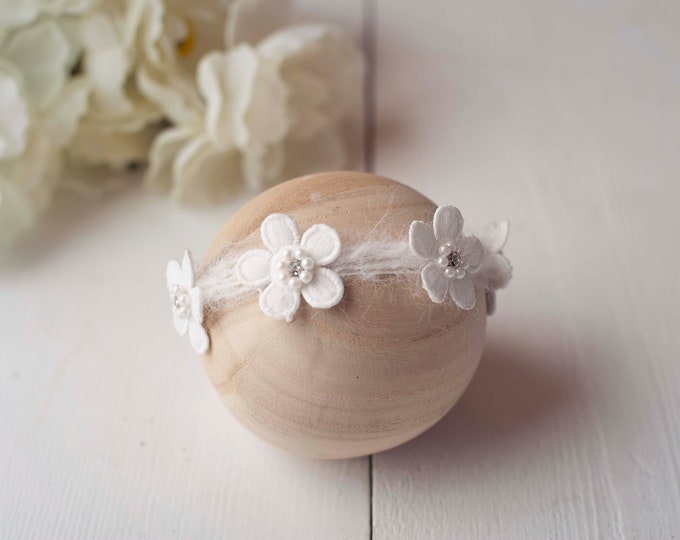 Ivory Flower Headband For Newborn and Baby Photography Photo Prop