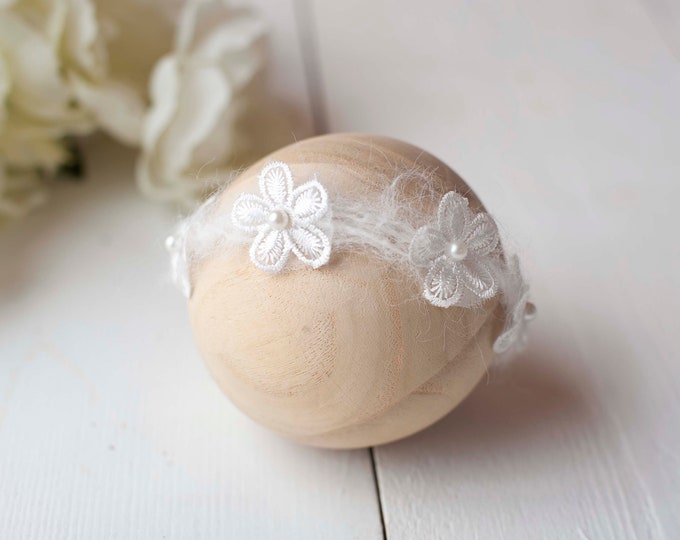 Ivory Flower Headband For Newborn and Baby Photography Photo Prop
