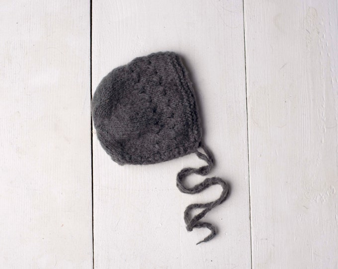 Dark Gray Soft Stretchy Knit Bonnet for Newborn Photography Photo Prop