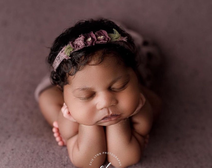 Lavender Purple Newborn Tieback, Purple Floral Tieback, Newborn Headband, Newborn Photography Photo Prop , Purple Tieback, Lavender Tieback