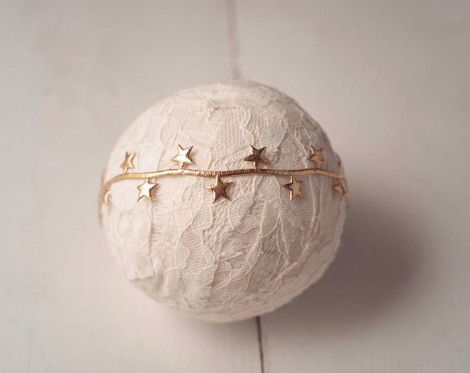 Delicate Lace Gold Stars Headband For Newborn Photography Photo Prop