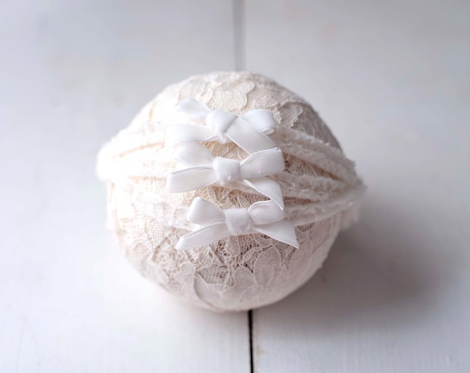 White Velvet Tieback for Newborn & Baby Photography Photo Prop