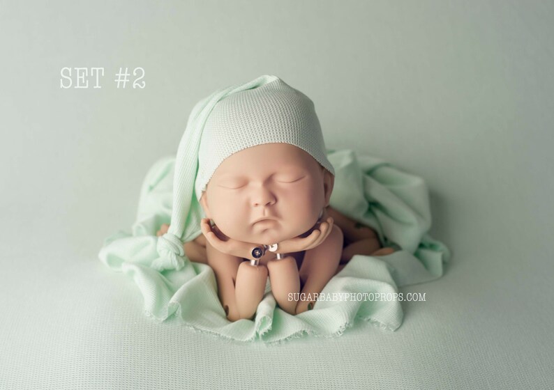 Knit Stretch Wrap Mint Spring Green Textured Grid Wrap and Posing Set Newborn Photo Prop Grid Wrap Newborn Fringe Knit Wrap Mint Set