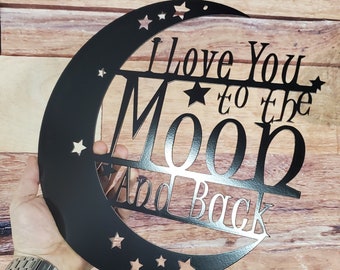 I love you to the moon and back - Valentine's Day special 12" - black steel