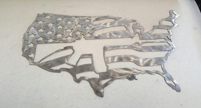 USA map / flag with AR15 cut out of it. metal art. aluminum image 2