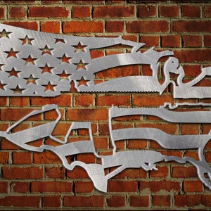 USA map / flag with AR15 cut out of it. metal art. aluminum image 1