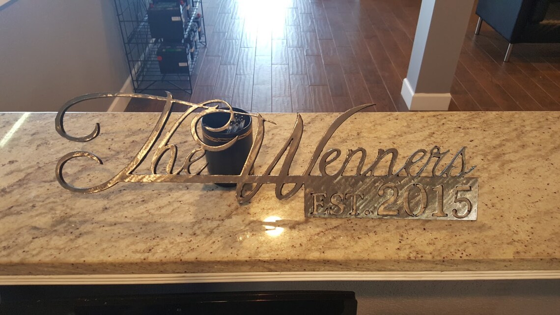 Date Sign Cursive Cursive Wedding or Anniversary Sign With Established Date. House ...