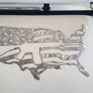 USA map / flag with AR15 cut out of it. metal art. aluminum image 3